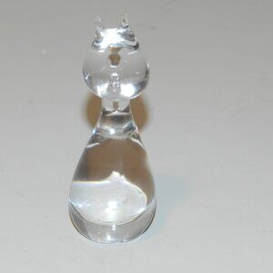 VINTAGE GLASS CAT FIGURINE. NILO SIGNED FANCY GLASS FIGURINE.